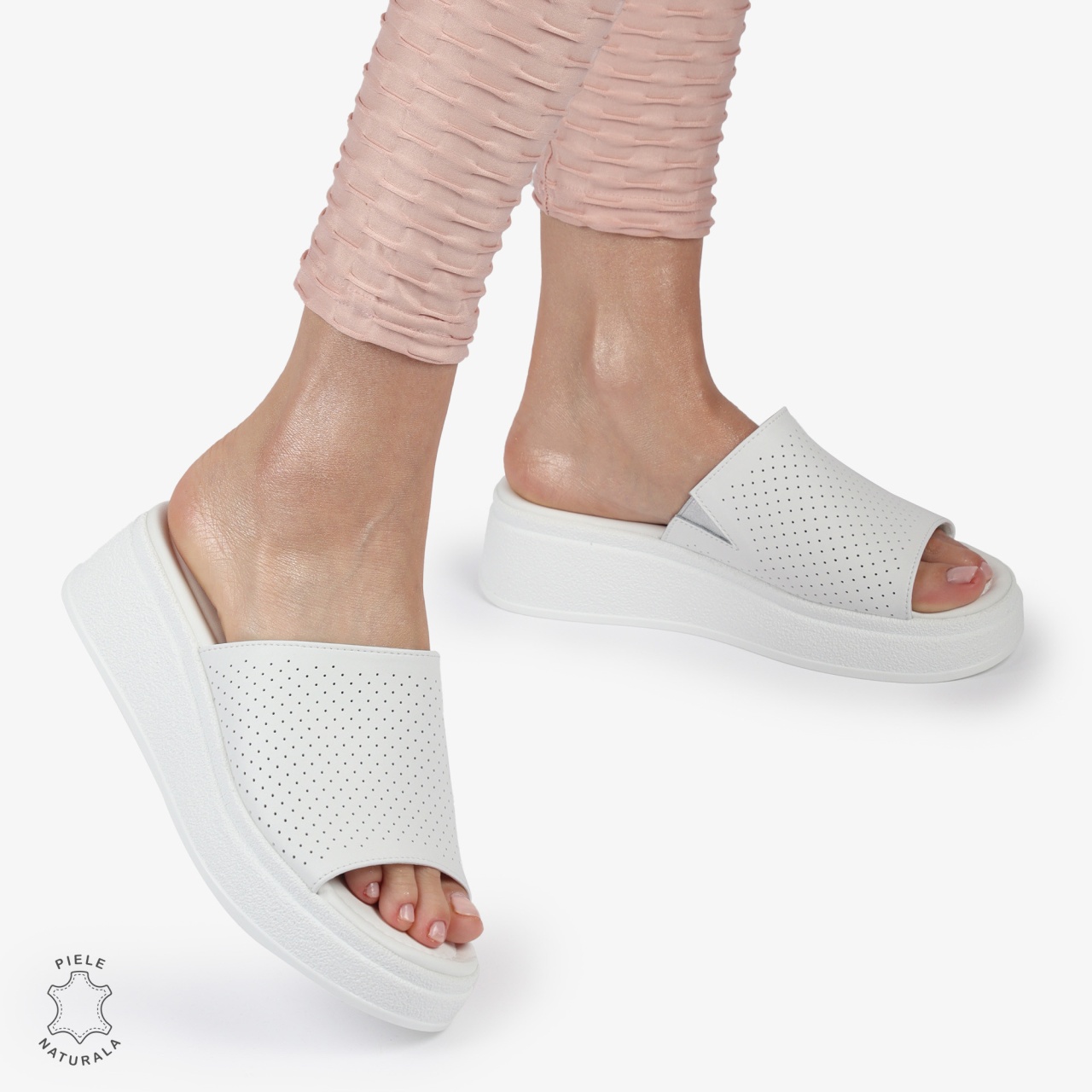 PAPUCI DAMA DIN PIELE NATURALA CRL1425 ALB