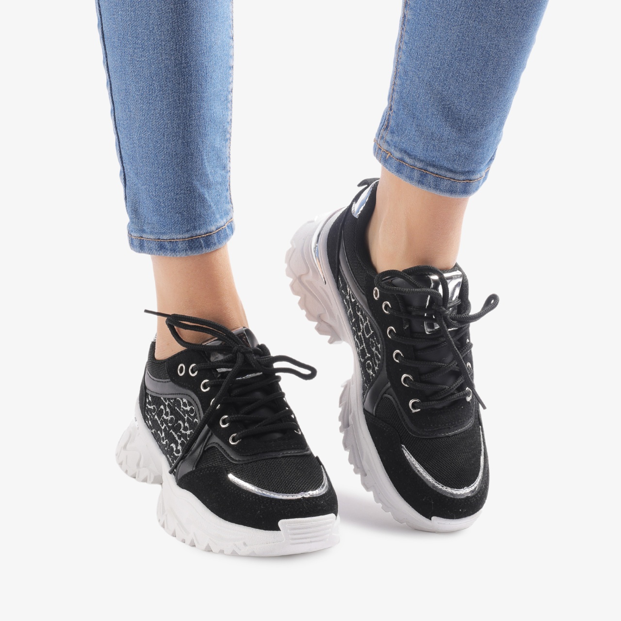 SNEAKERS dama din piele ecologica CRL0707 NEGRU