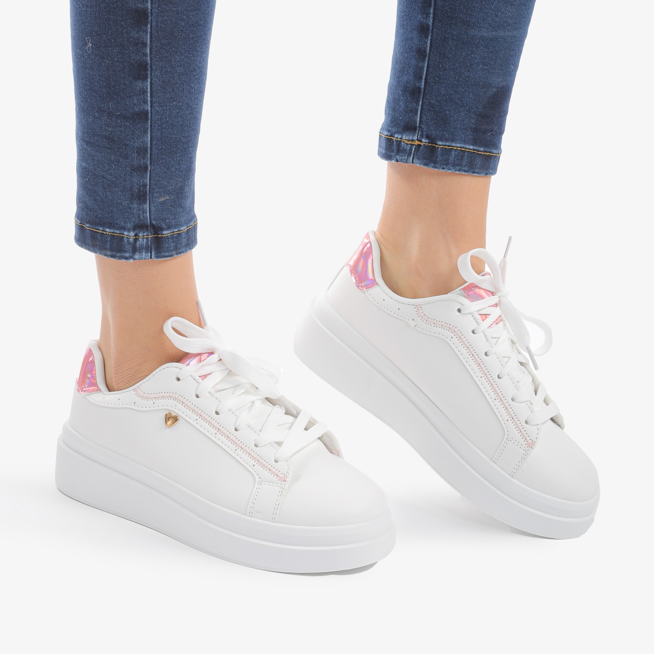 SNEAKERS DAMA din PIELE ECOLOGICA CRL0890 CULOARE:ROZ