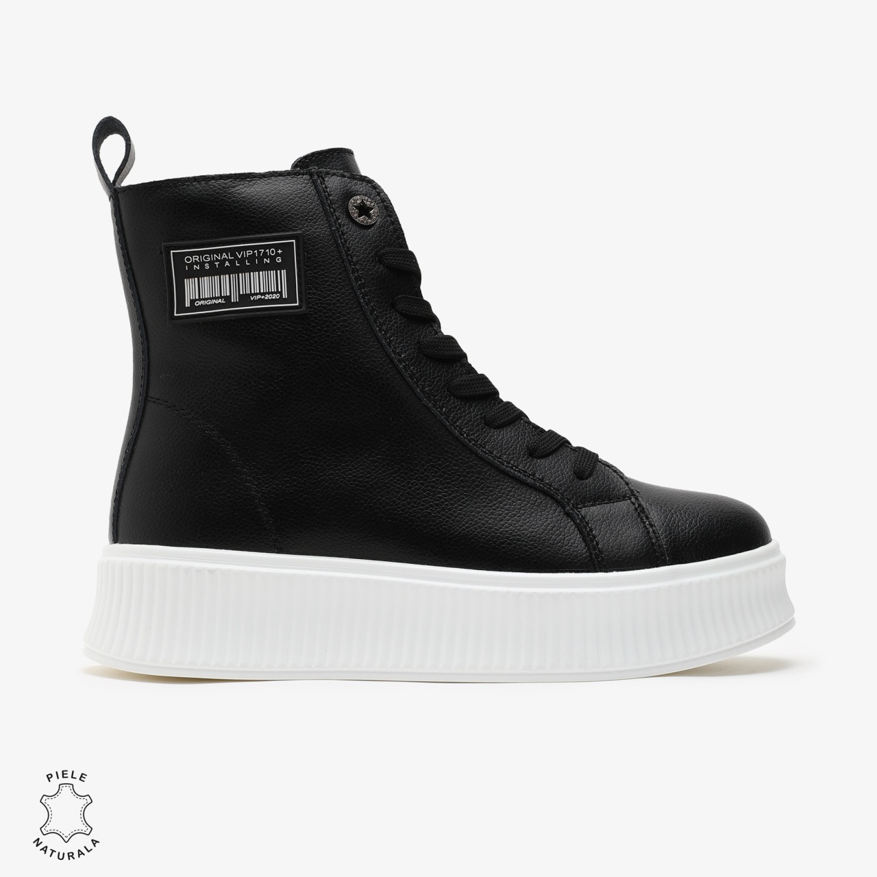 Ghete dama din Piele Naturala CRL0649 NEGRU CU ALB