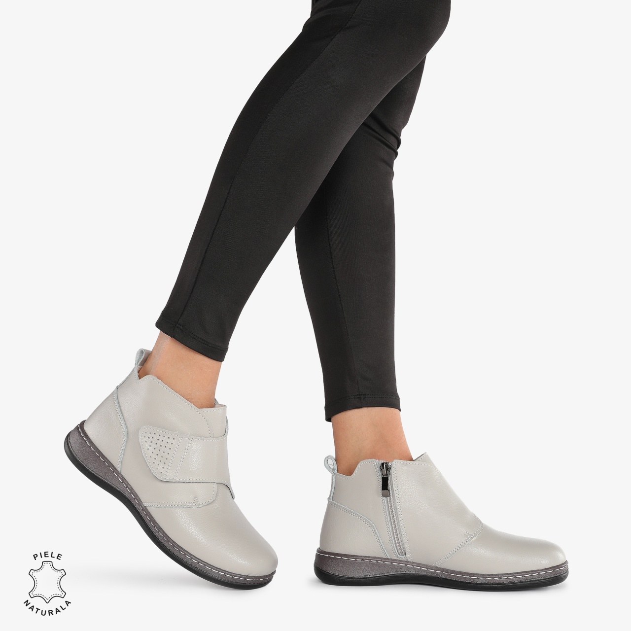 GHETE DAMA DIN PIELE NATURALA CRL0681 Gri