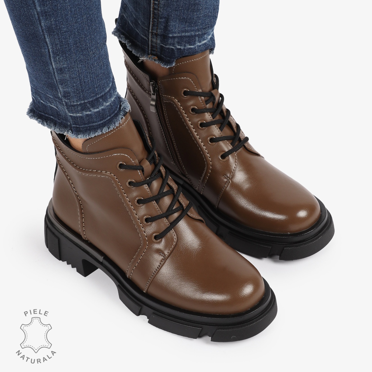 GHETE PIELE NATURALA MARO cu Varf rotund CRL1239