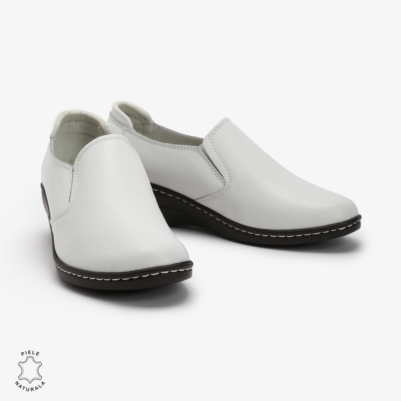 Mocasini Dama din Piele naturală CRL0118 Alb
