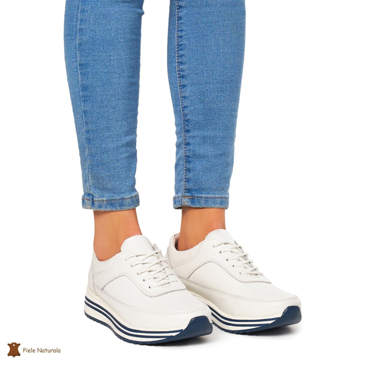 Pantofi Casual dama din Piele naturala CRL00809 ALB