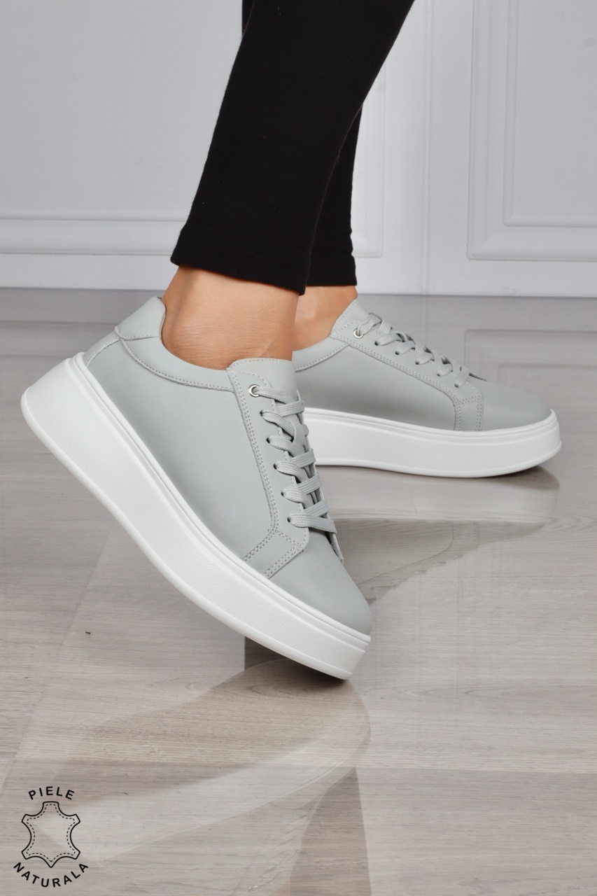 Pantofi Casual DAMA din PIELE Naturala CRL1517 GRI