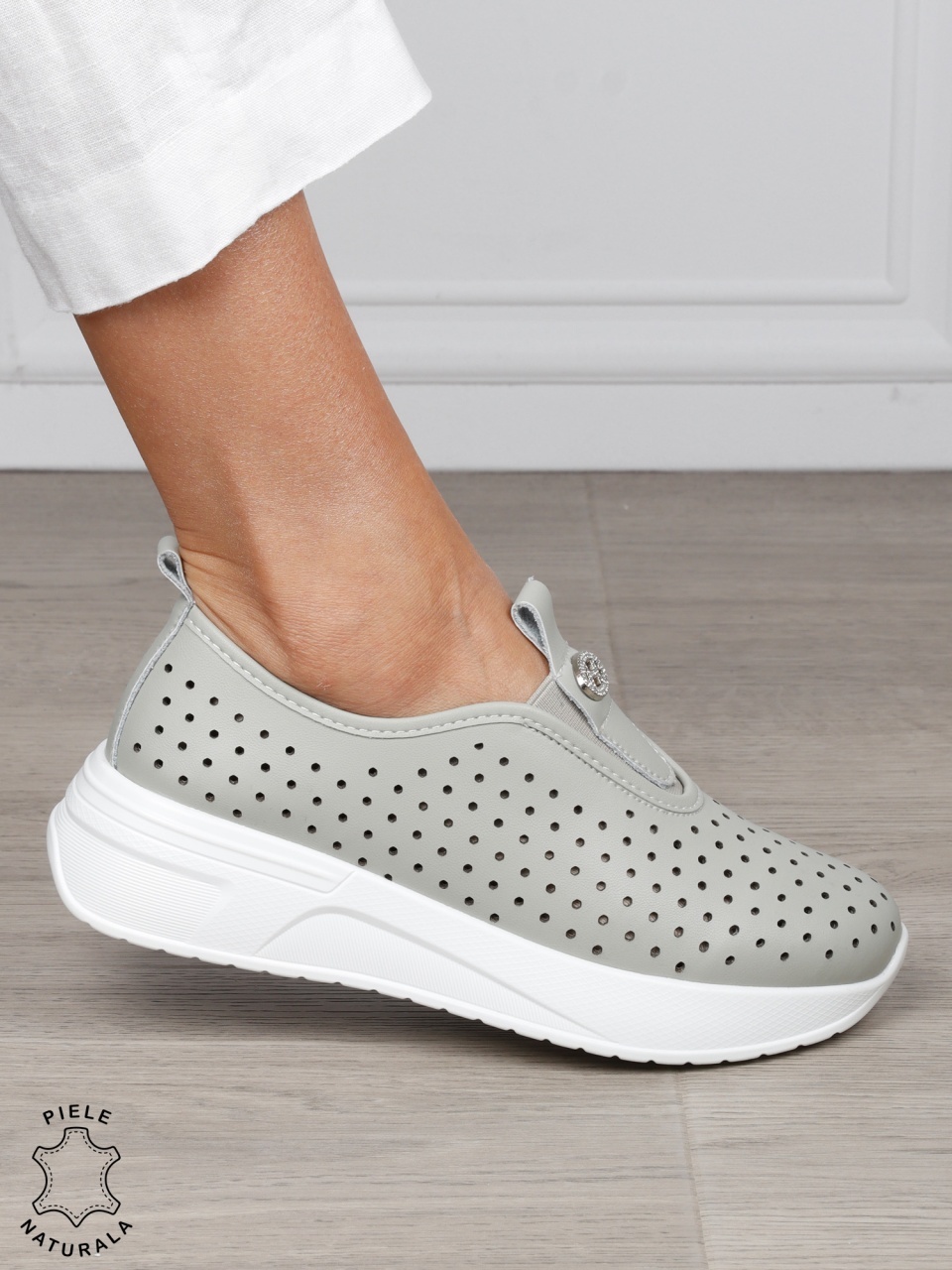 Pantofi Casual dama din Piele Naturala mici perforati CRL1542BARILLA