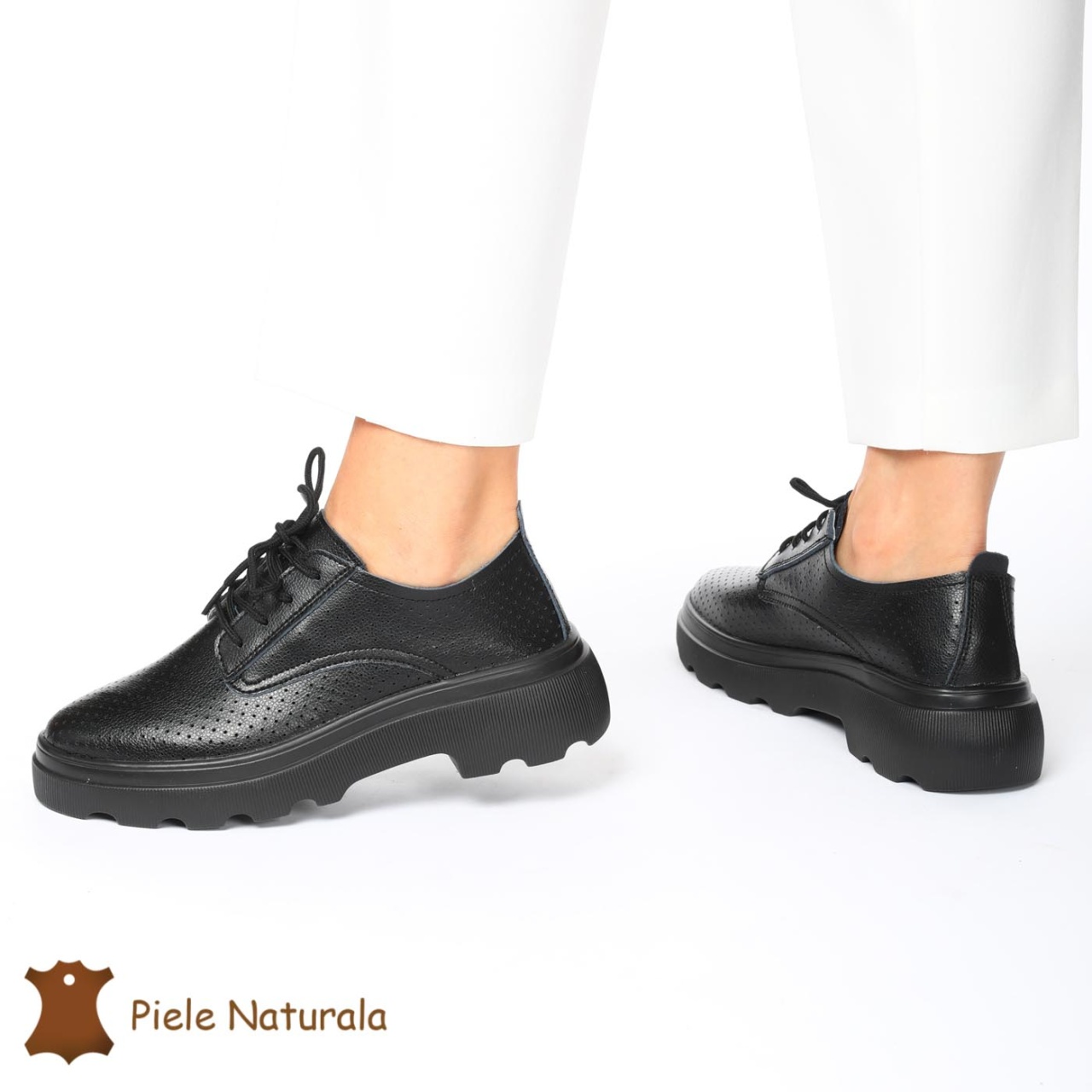 Pantofi Casual Dama Piele naturală CRL0207 NEGRU