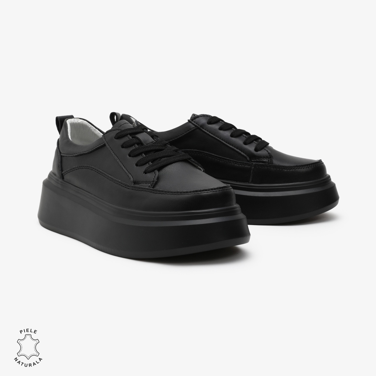 Pantofi Casual de dama din Piele Naturala CRL0566 NEGRU