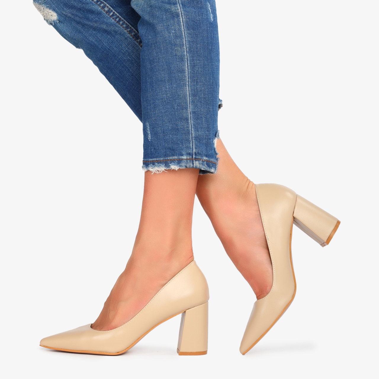 Pantofi Eleganți dama din Piele Ecologică CRL0545 NUDE