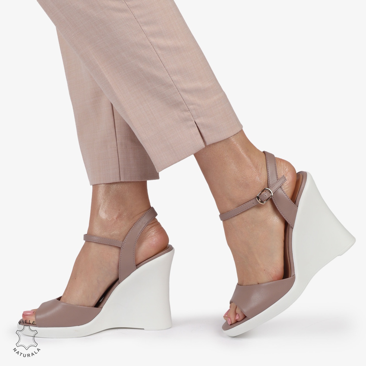 SANDALE CU PLATFORMA DIN PIELE NATURALA CRL1389 MOV