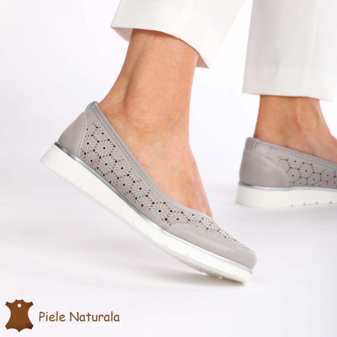 Balerini Dama Piele naturală CRL0026 GRI