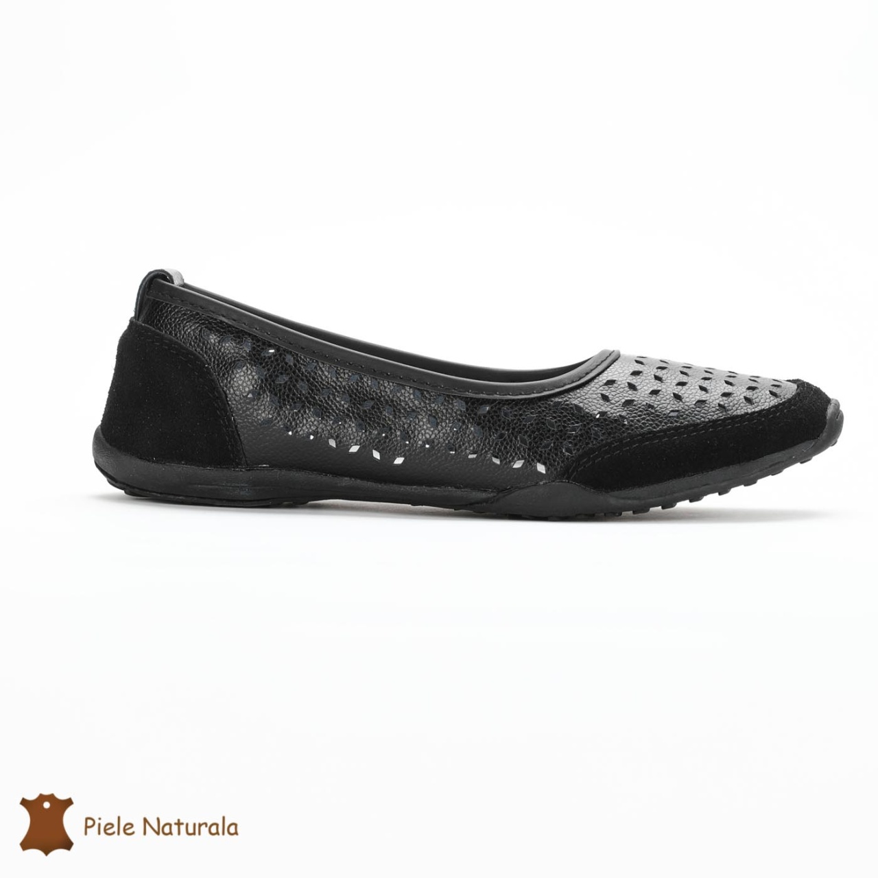 Balerini Negri din Piele Naturala cu talpa flexibila CRL0168