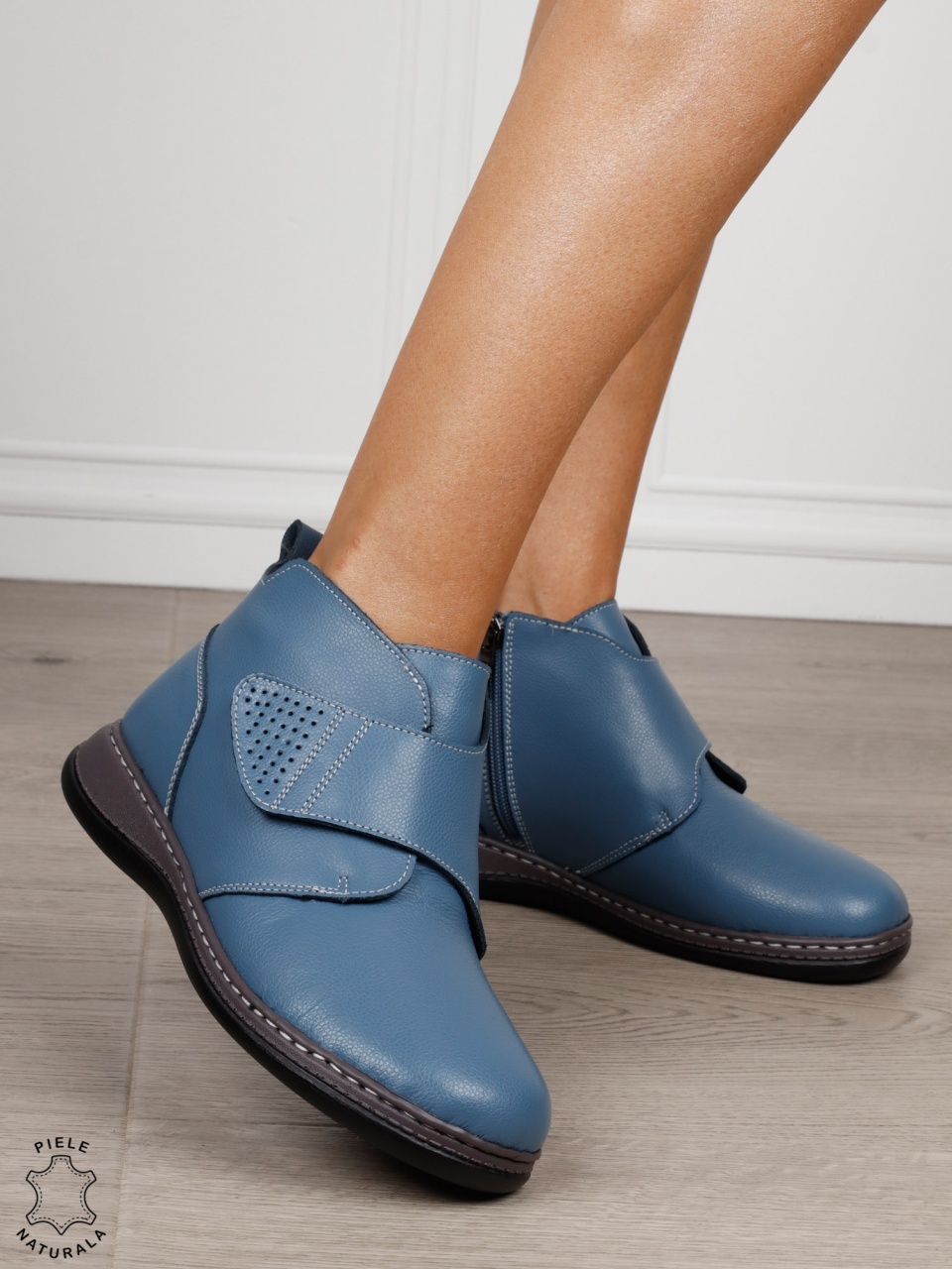 GHETE DAMA DIN PIELE NATURALA CRL0681 ALBASTRU
