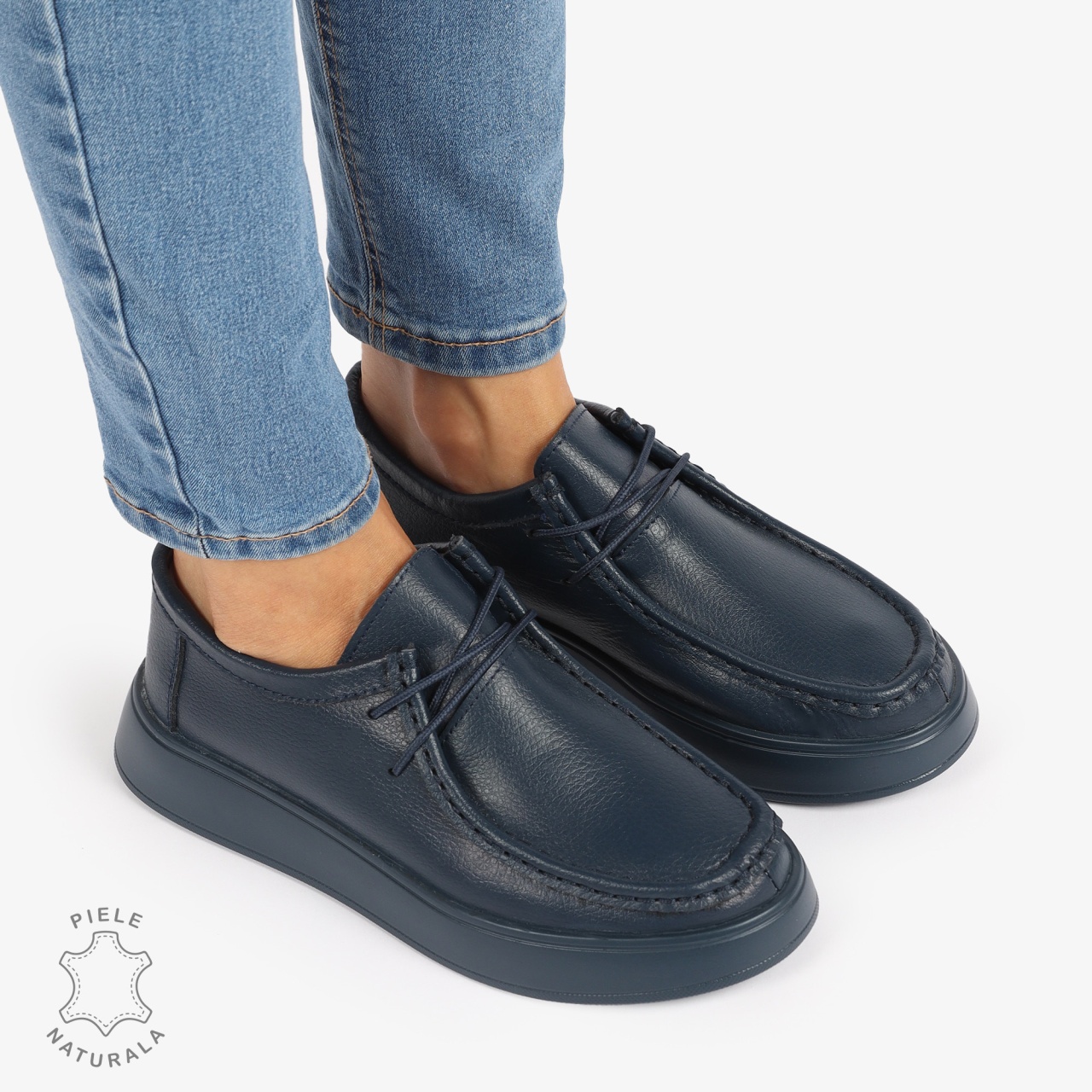 MOCASINI dama din Piele Naturala CU INCHIDERE SIRET CRL1226 NAVY