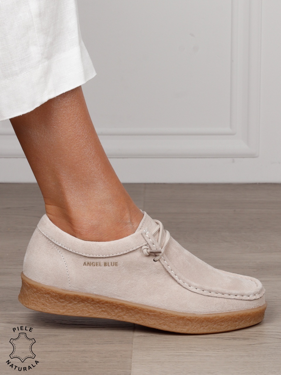 Mocasini dama din Piele Naturala Intoarsa cu talpa inalta CRL1554 BEJ