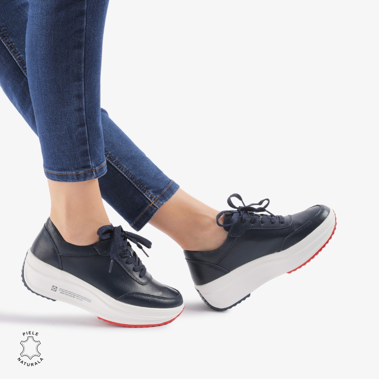 Pantofi casual dama din Piele naturală CRL0058 BLEUMARIN