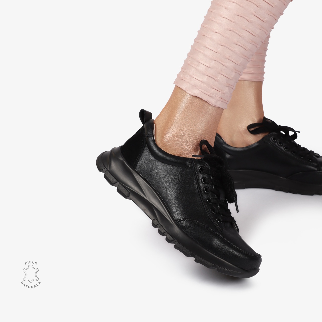 Pantofi Casual dama din Piele Naturala CRL0854 NEGRU