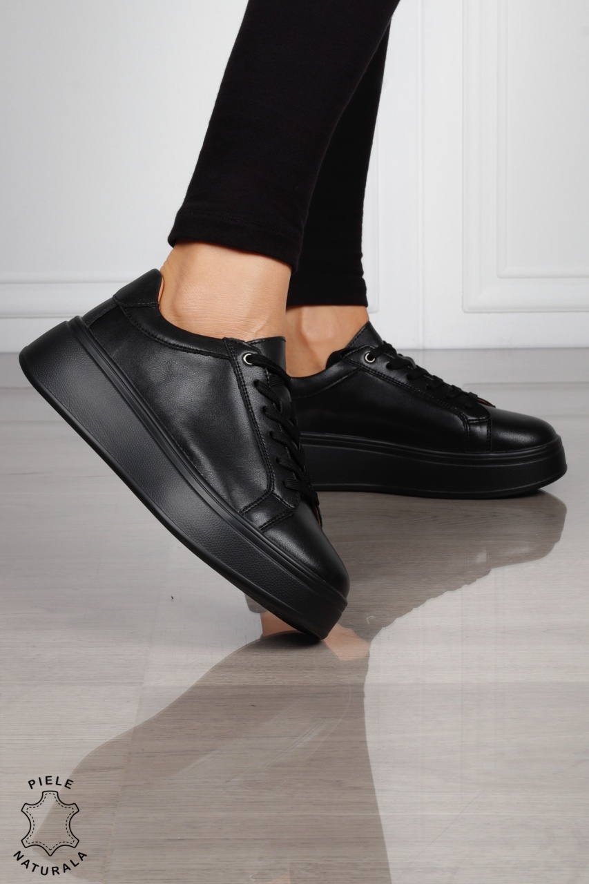 Pantofi Casual DAMA din PIELE Naturala CRL1517 NEGRU