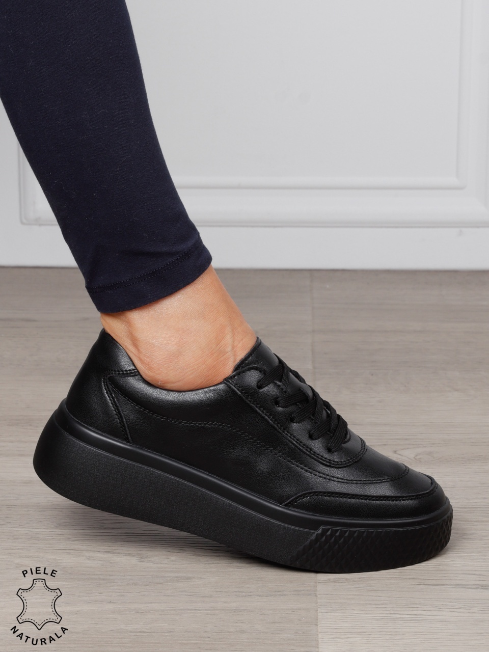 Pantofi Casual dama din Piele Naturala CRL1539 NEGRU