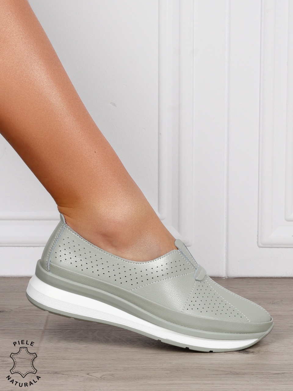 PANTOFI CASUAL Dama Piele Naturala USOR INALTA CRL1050 Culoare:BARILLA