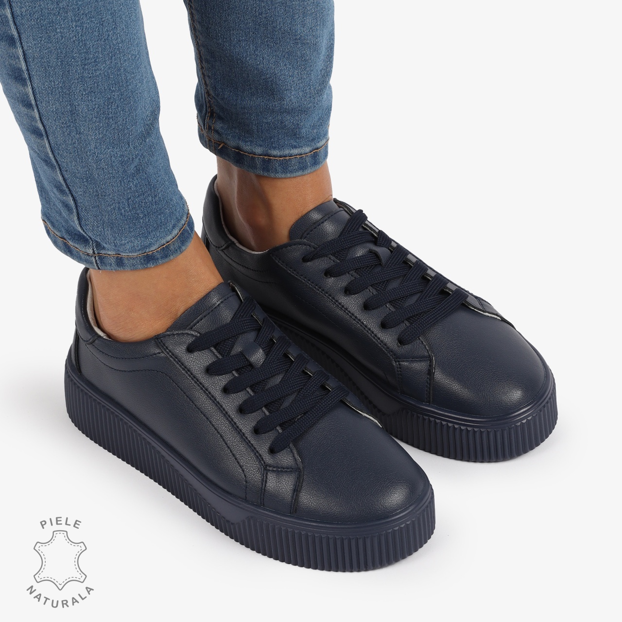 Pantofi Casual de dama din Piele Naturala CRL1222 NAVY