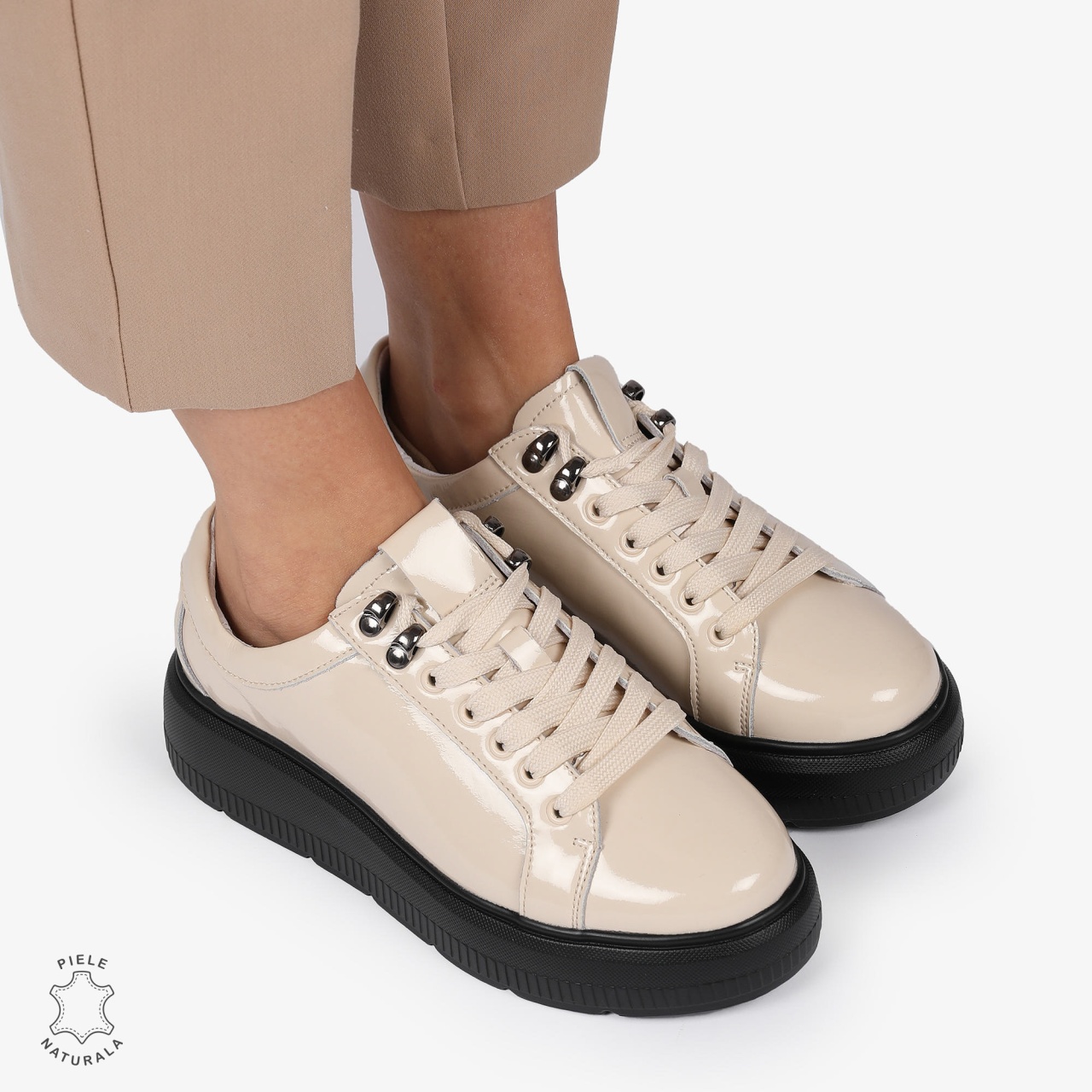Pantofi CASUAL PIELE NATURALA LACUITA CRL1294 BEJ
