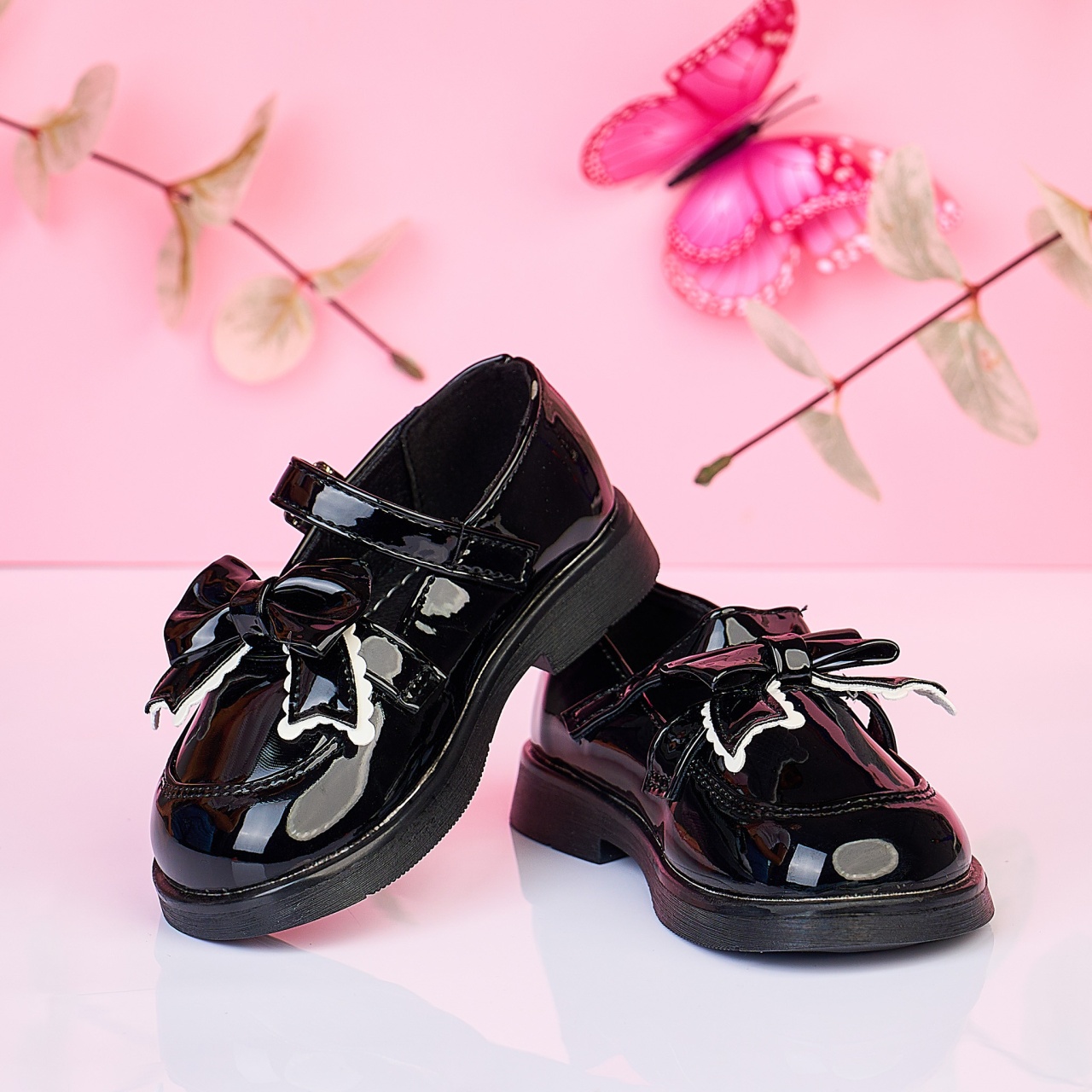 SANDALE copii din piele ecologica LACUITA cu decor fundita CRL1478