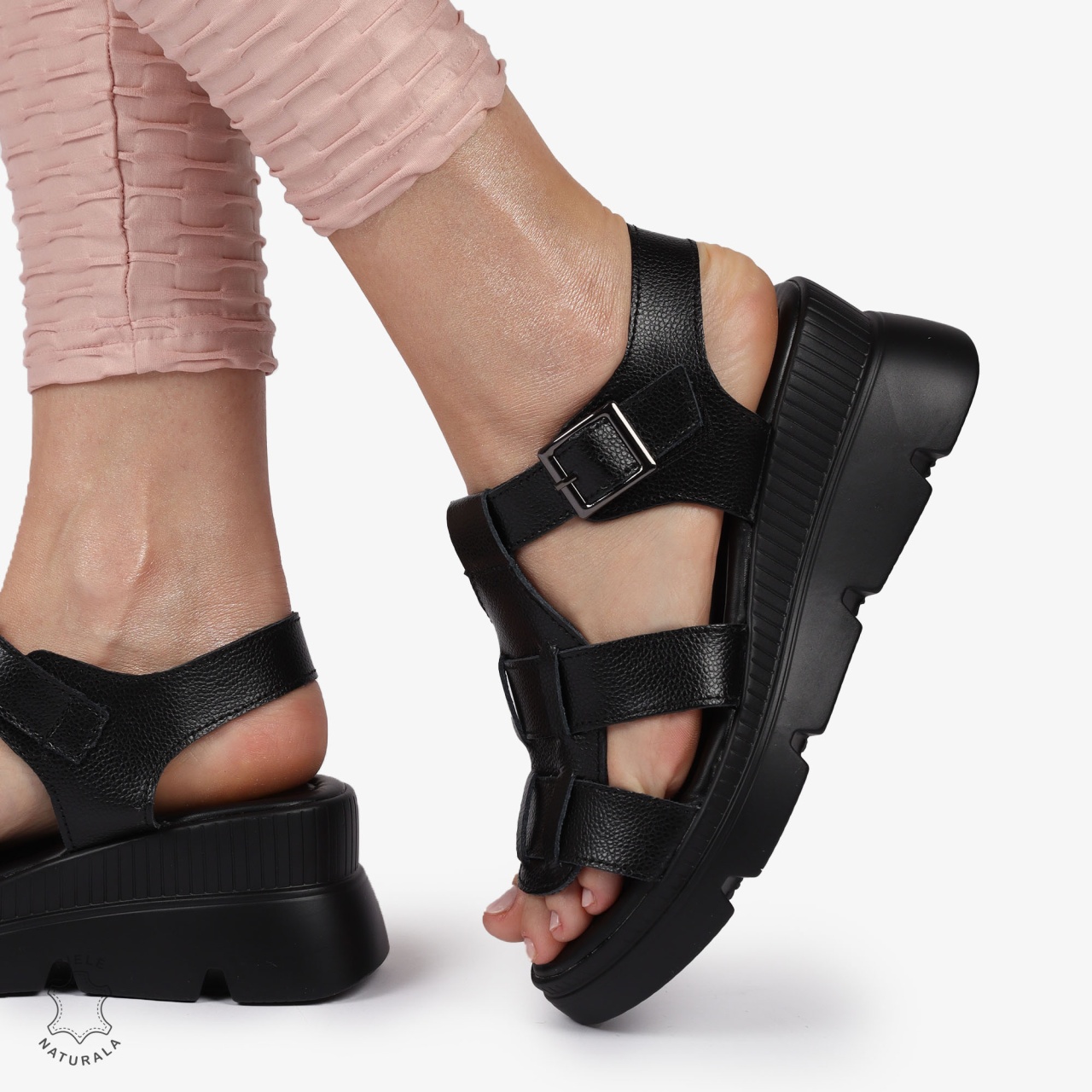 SAndale DAMA DIN PIELE NATURALA CU BARETE CRL1421 NEGRU