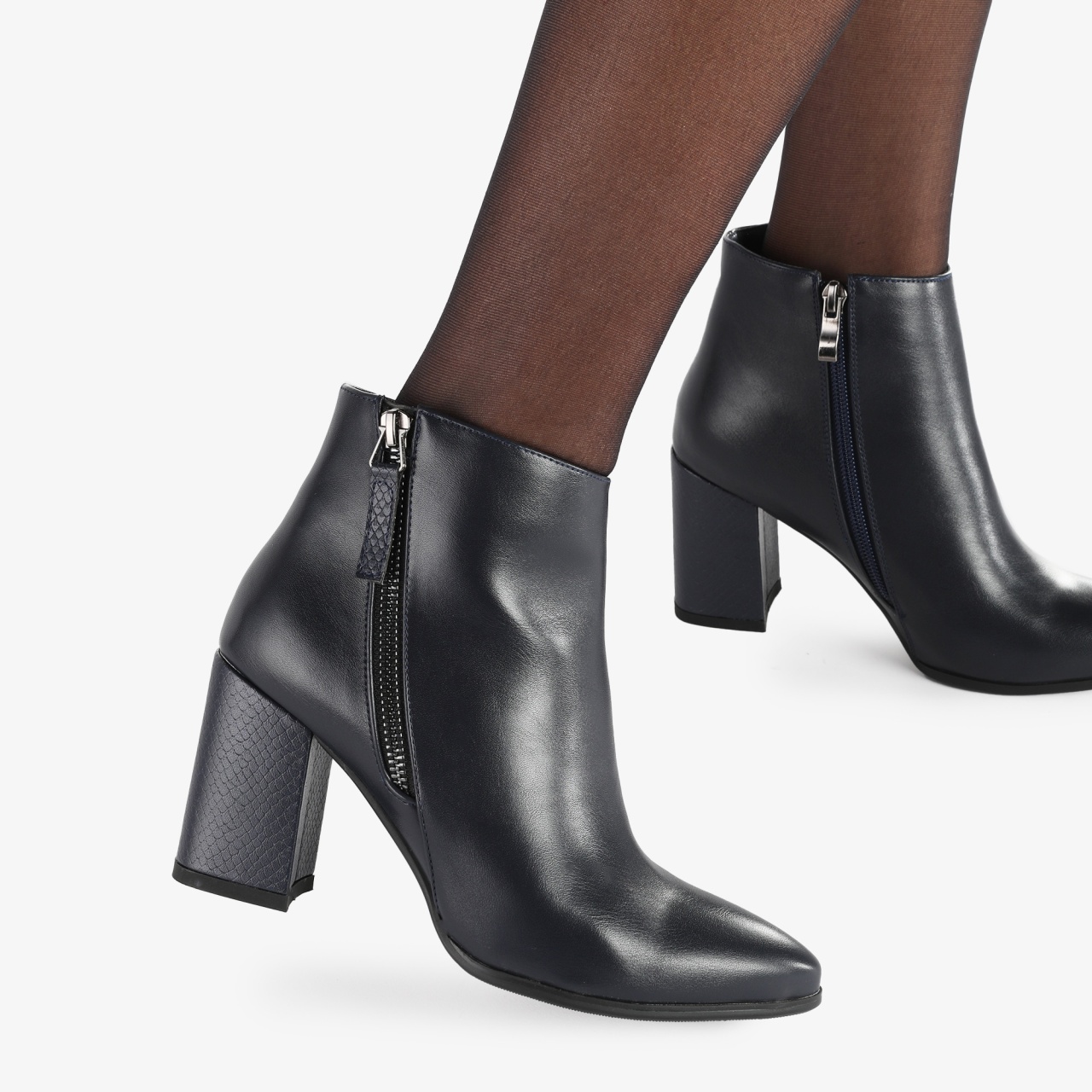 Botine dama din Piele Ecologica Elegante CRL0654 Bleumarin