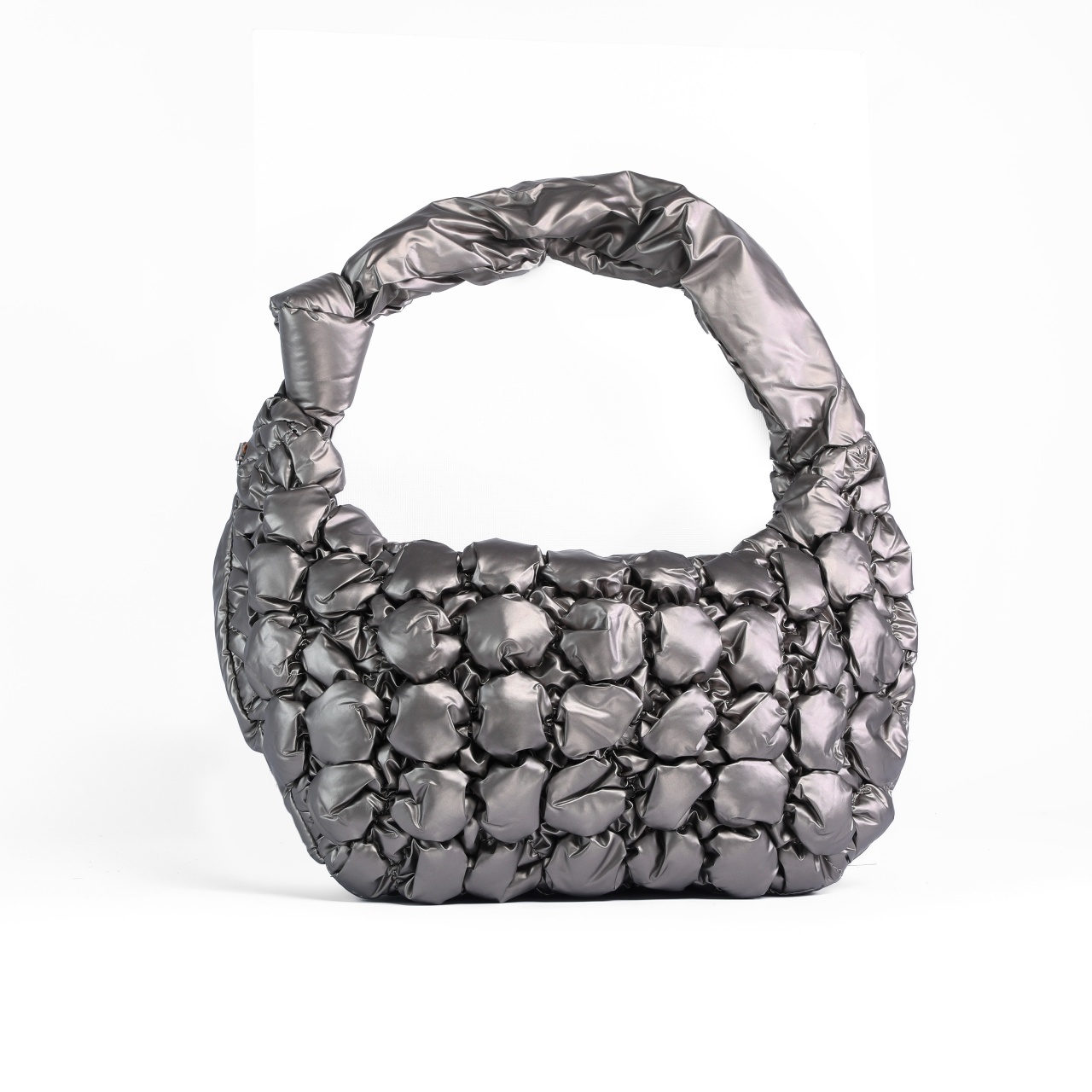 Geanta dama SEMI-LUNA matlasata din fas CRLM2661PEWTER