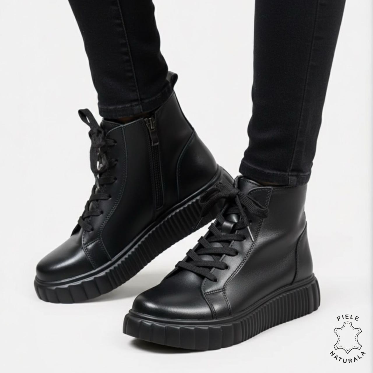 GHETE DAMA din PIELE Naturala cu design contemporan CRL1534NEGRU