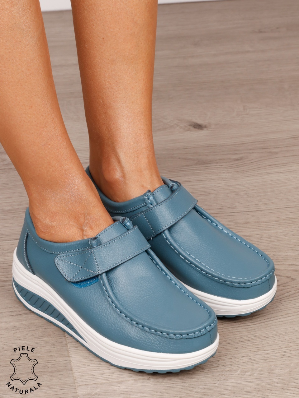 Mocasini dama din Piele Naturala CRL0063 CULOARE ALBASTRU