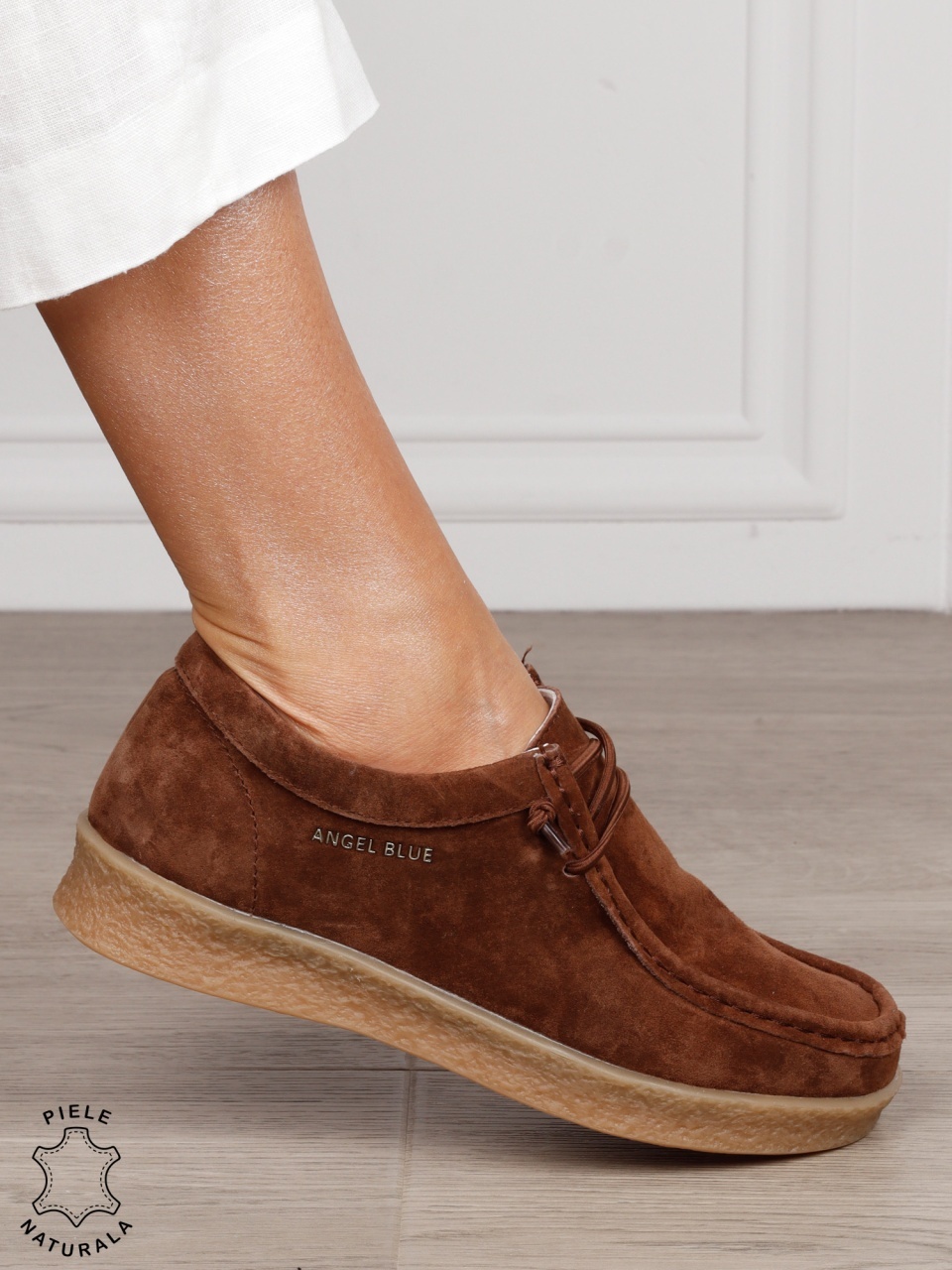 Mocasini dama din Piele Naturala Intoarsa cu talpa inalta CRL1554 CAFENIU