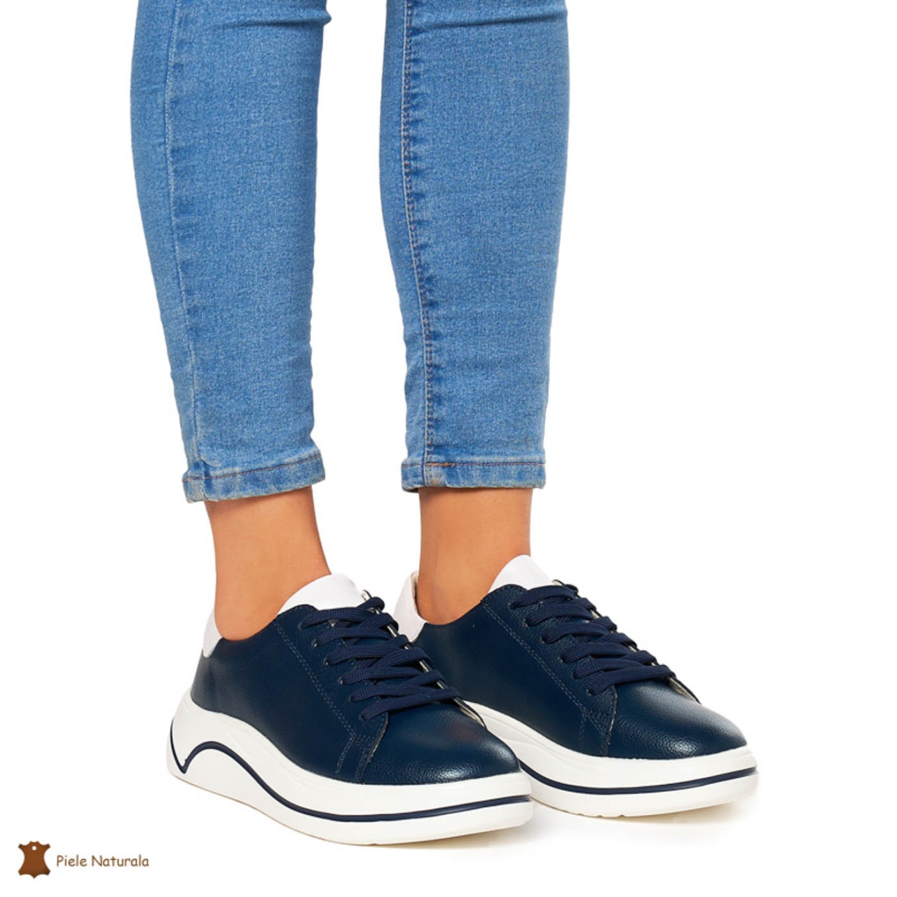 Pantofi Casual dama din Piele Naturala CRL0059 Bleumarin