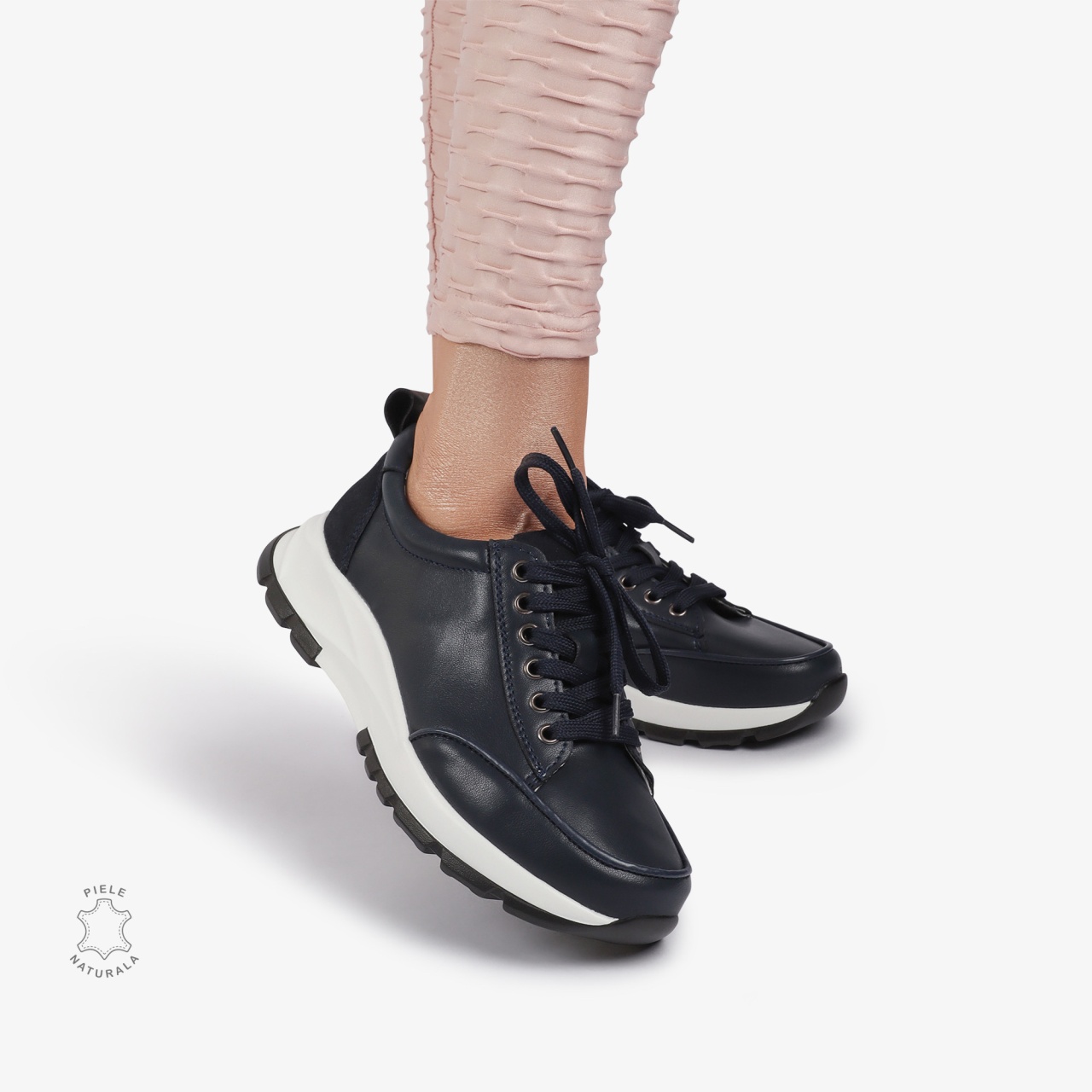 Pantofi Casual dama din Piele Naturala CRL0854 BLEUMARIN