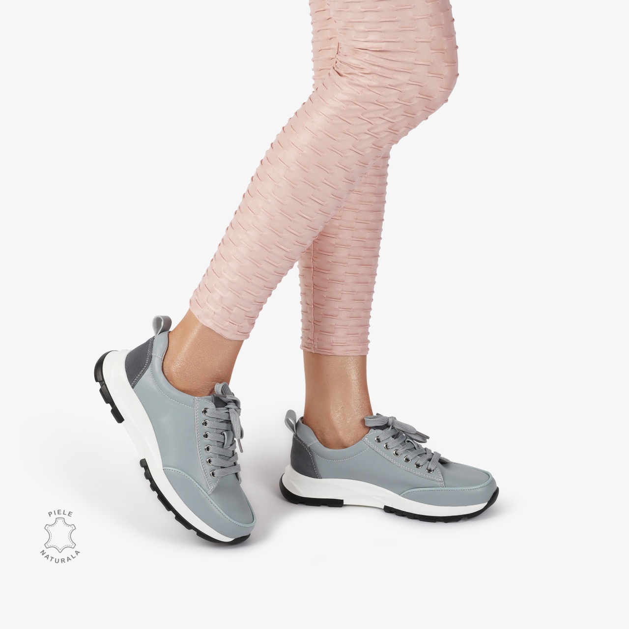 Pantofi Casual dama din Piele Naturala CRL0854 GRI