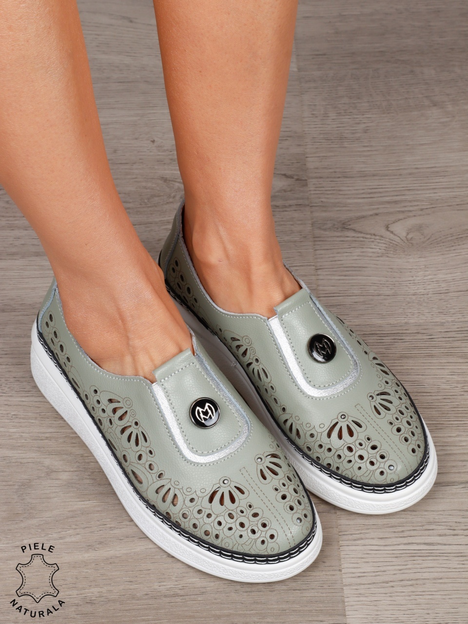 Pantofi Casual dama din Piele naturala cu model Perforat CRL1600 Barilla