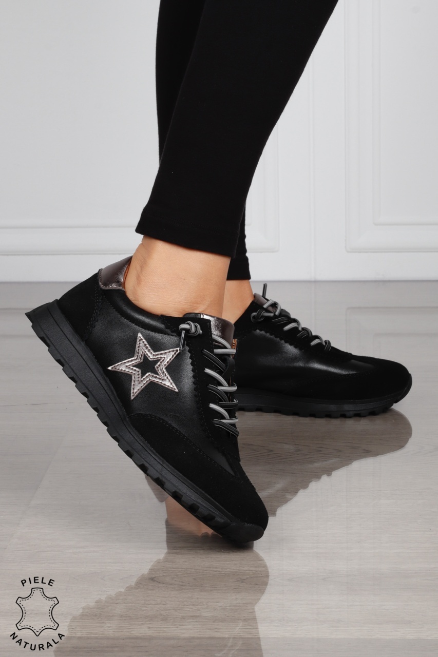 Pantofi Casual DAMA din PIELE Naturala cu model Stea Laterala CRL1530