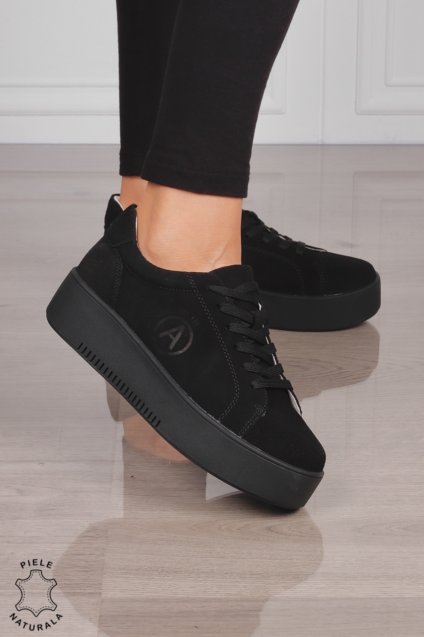 Pantofi Casual DAMA din PIELE Naturala INTOARSA cu talpa inalta CRL1455