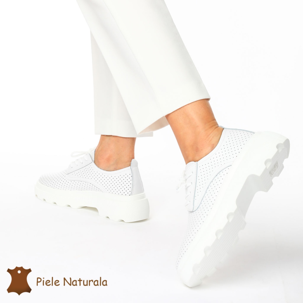 Pantofi Casual Dama Piele naturală CRL0207 ALB