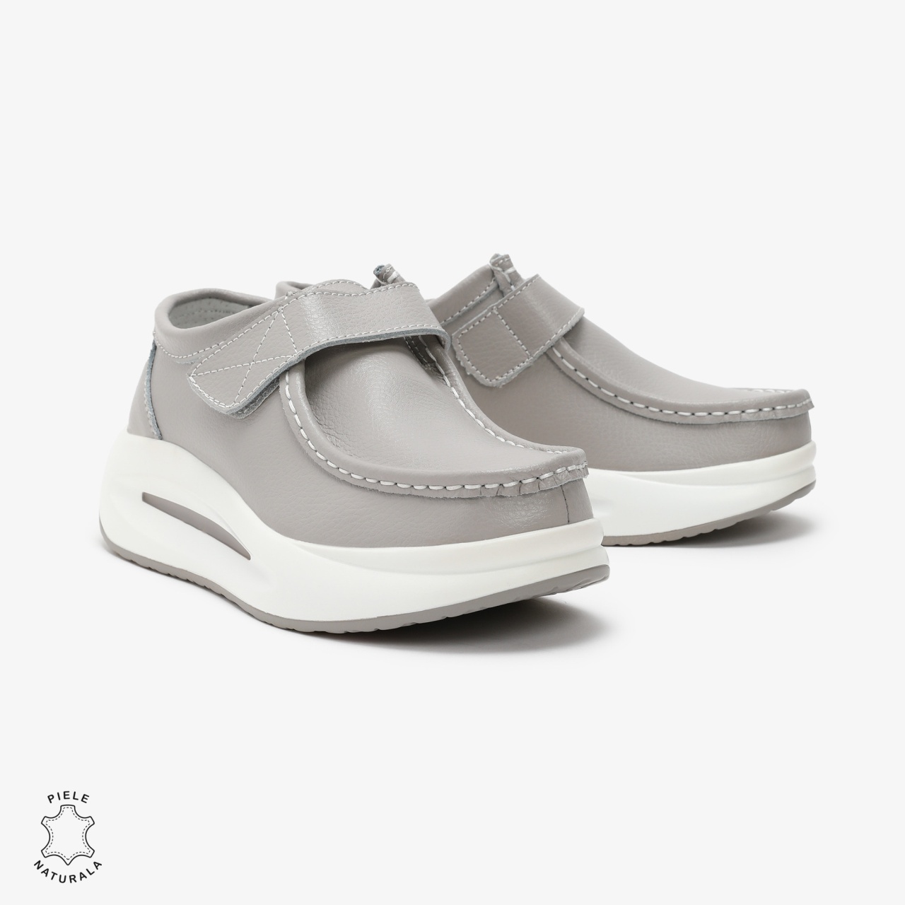 Pantofi Casual de dama din Piele Naturala CRL0570 GRI