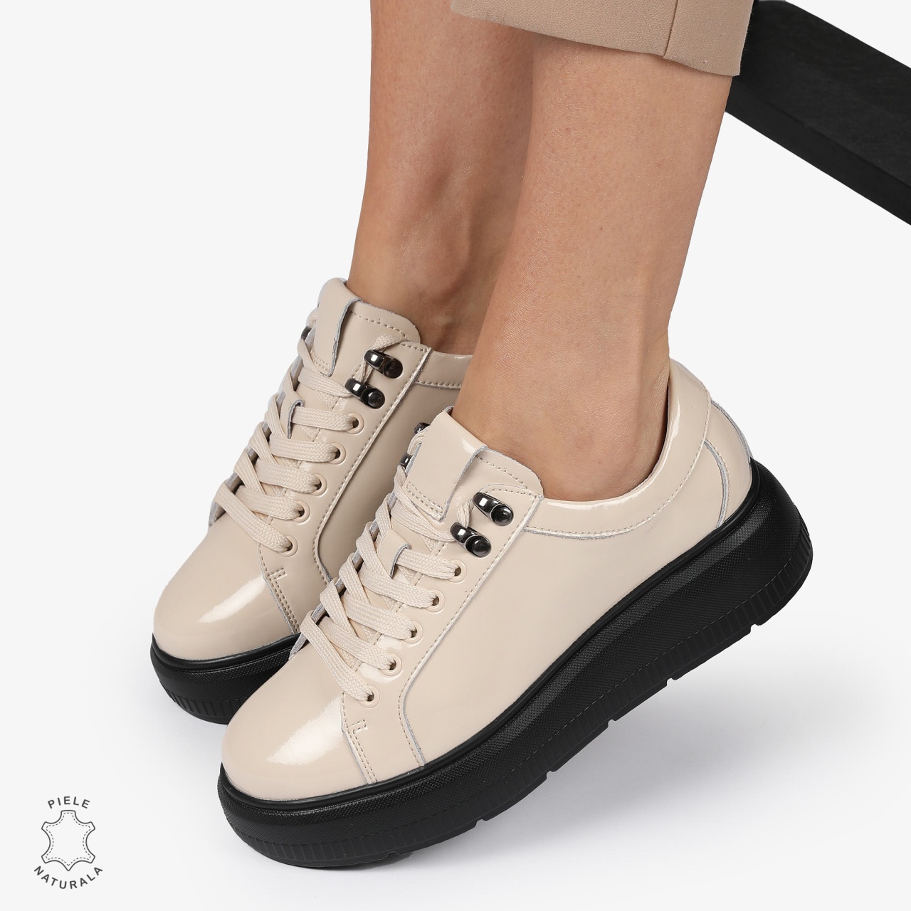 Pantofi CASUAL PIELE NATURALA LACUITA CRL1294 BEJ