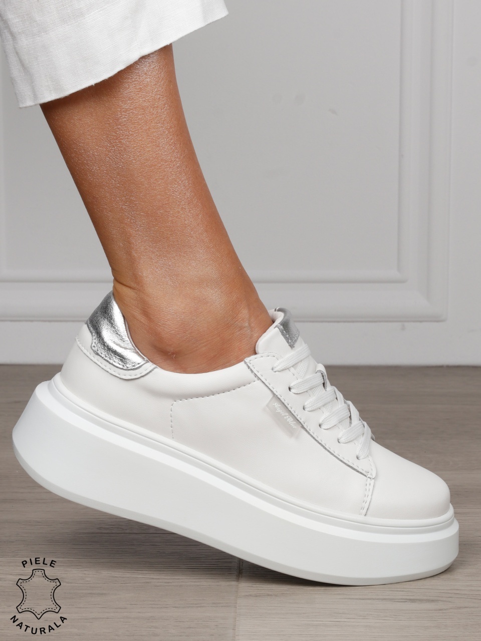 Pantofi DAMA CASUAL din piele naturală confort și stil CRL1378 ALB