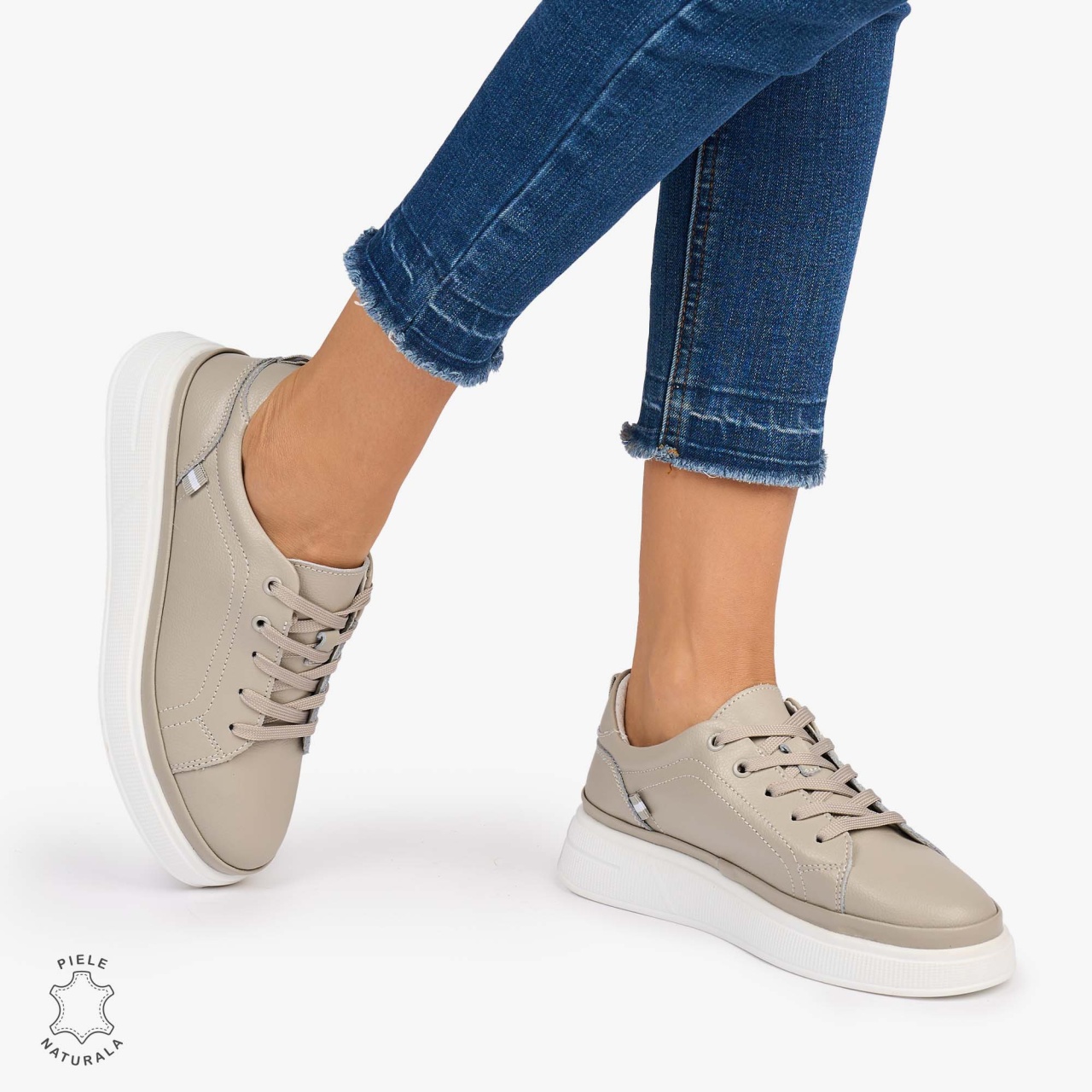 Pantofii casual piele naturala COMOZI CRL1070 CULOARE: GRI