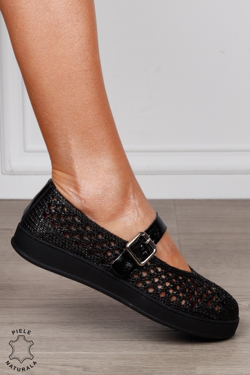 Sandale damă din material textil, cu branț din piele naturală CRL1563 NEGRU