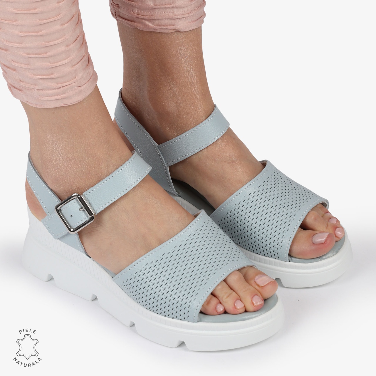 SAndale DAMA DIN PIELE NATURALA CU TALPA INALTA CRL1420 ALBASTRU