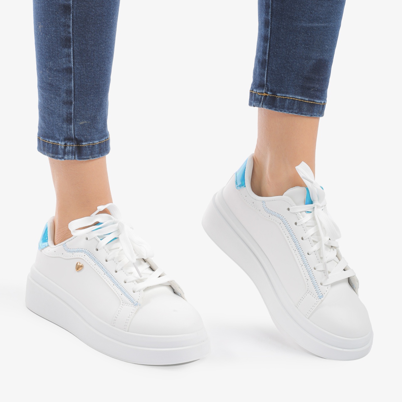 SNEAKERS DAMA din PIELE ECOLOGICA CRL0890 CULOARE:ALBASTRU