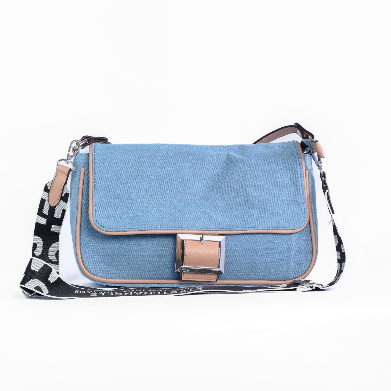 GEANTA DENIM CU CATARAMA DECORATIVA CRL 8836 BEJ