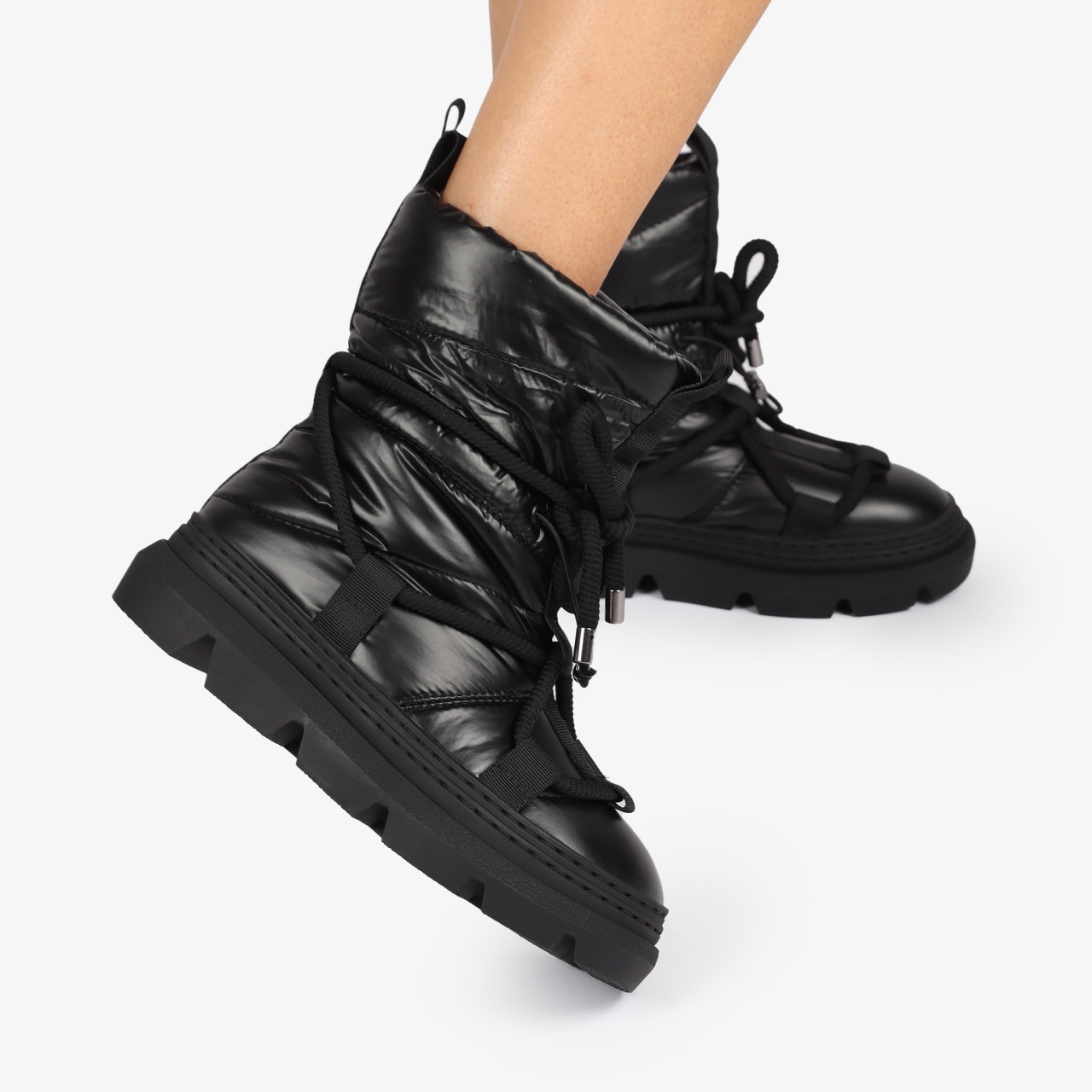 Ghete DAMA din Material Fas IMBLANITE moderne cu talpă groasă si Aderenta CRL1266 Negru