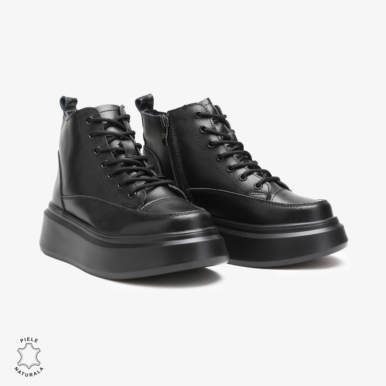 Ghete dama din Piele Naturala CU SIRET CRL0678 NEGRU